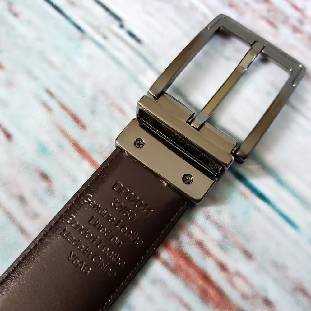 Perry Ellis reversible black brown leather belt 32